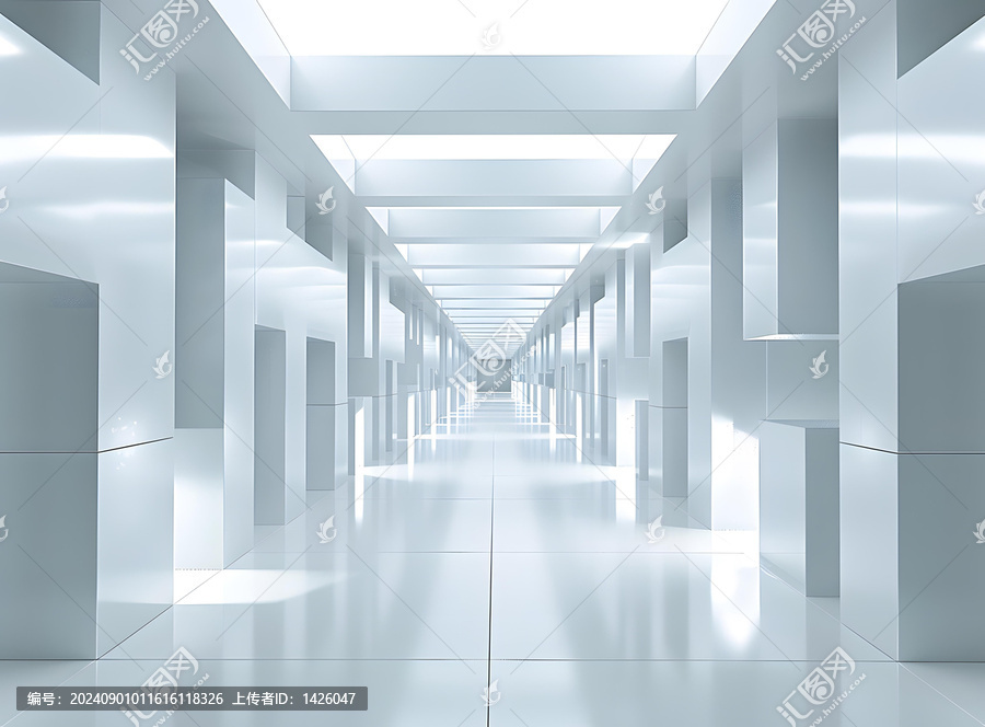 抽象白色走廊室內(nèi)設(shè)計