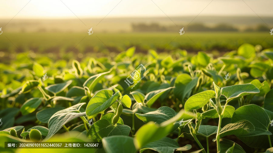 夕陽下的大豆田