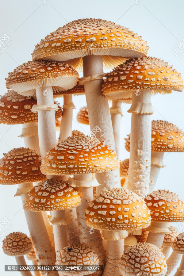 一簇橙色的鵝膏菌