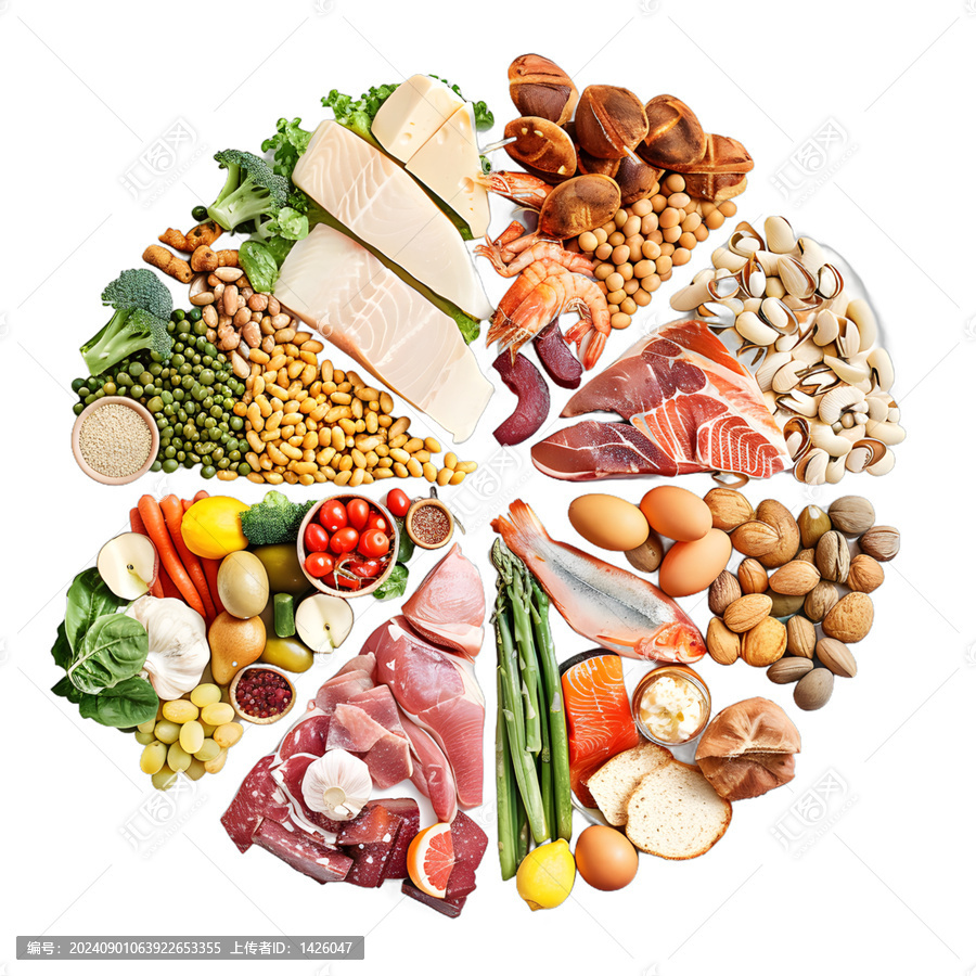 [免摳素材]各種食物組成的食物圈圖