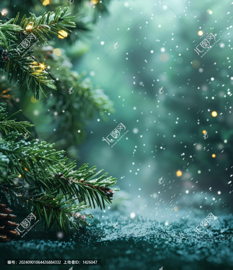 冬日雪景中的圣誕樹
