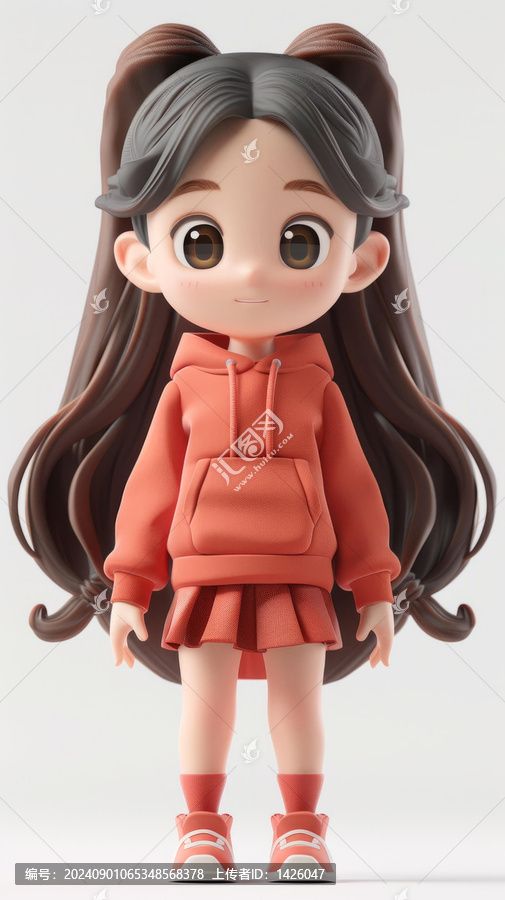 一個可愛年輕女孩的3D模型