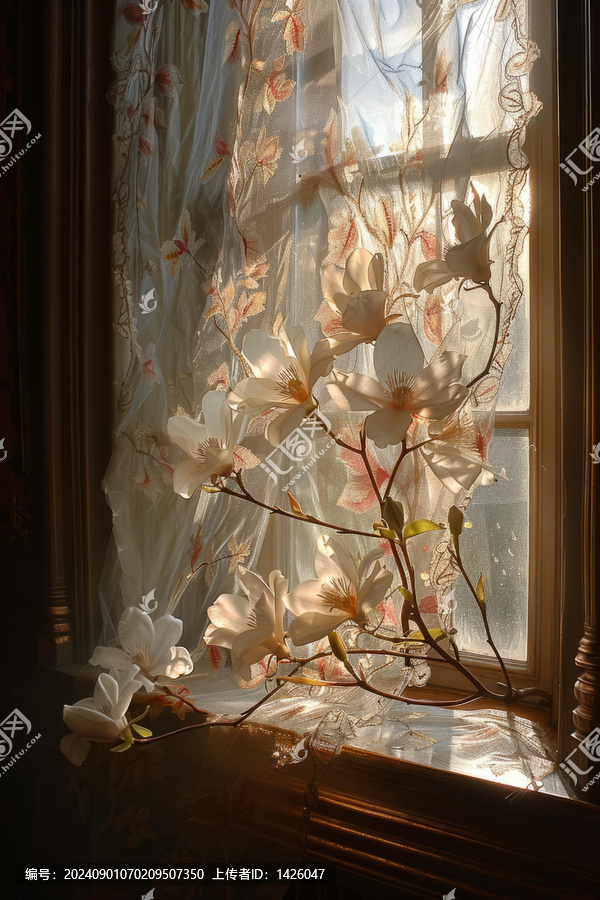 窗邊玉蘭花