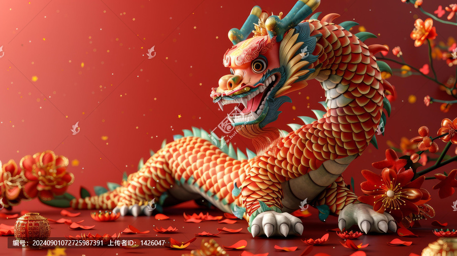 祥龍獻(xiàn)瑞的AI圖片