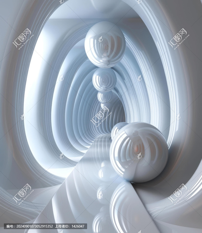 科幻走廊中的發(fā)光球體