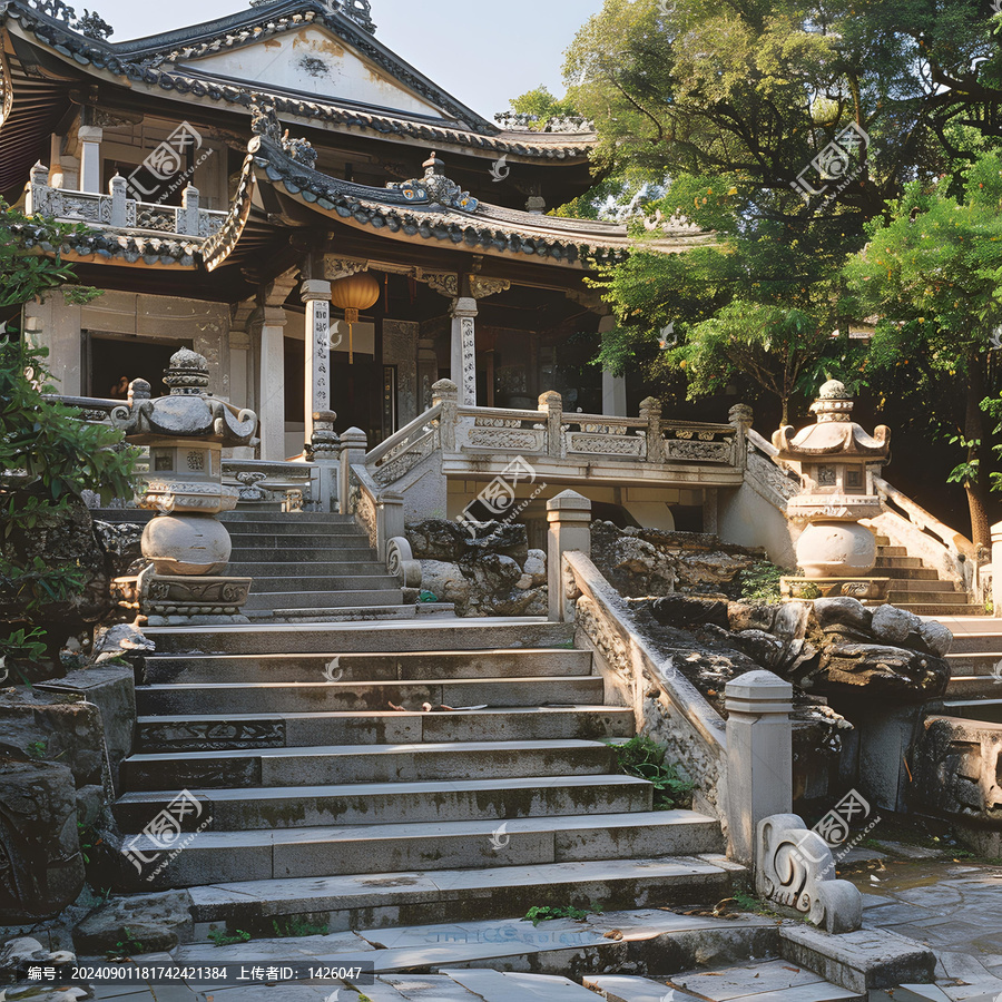 中國(guó)古代石階廟宇