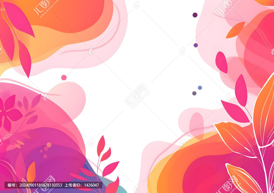 粉色橙色黃色抽象花卉背景