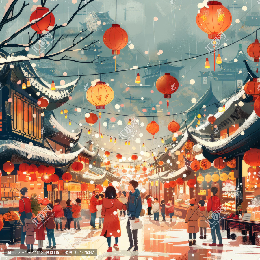 春節(jié)熱鬧的中國街市人們正在為節(jié)日采購