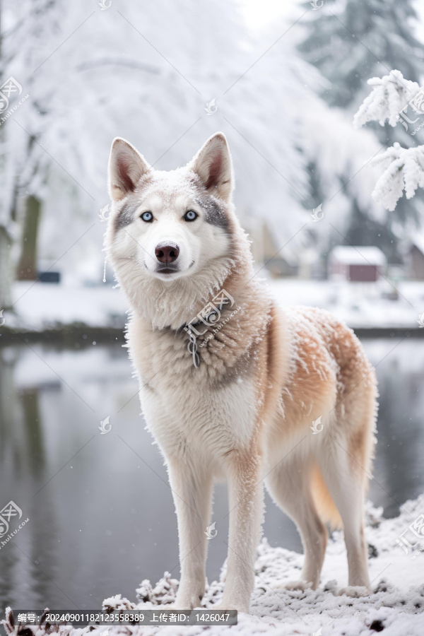 哈士奇雪湖