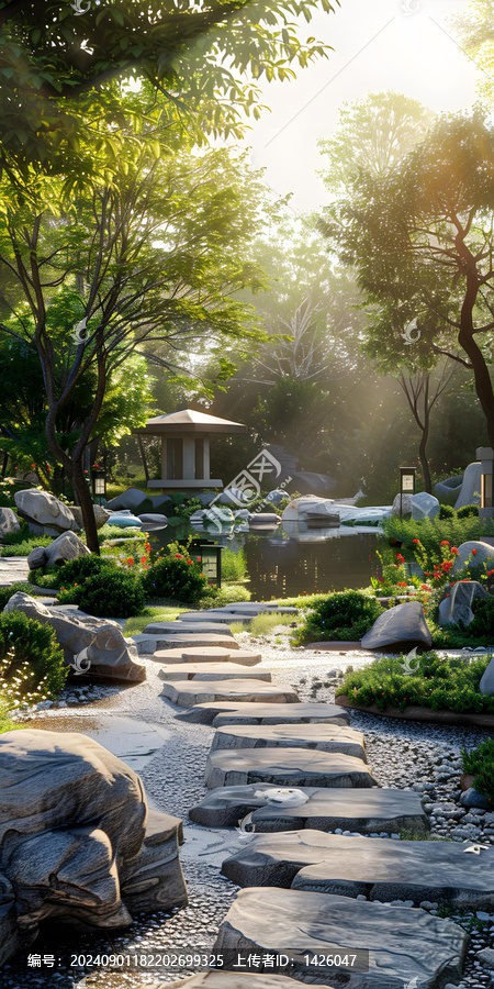 枯山水石板路