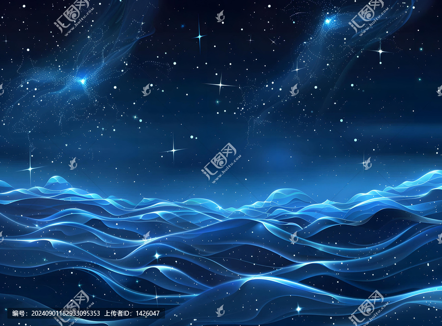 藍色的海洋和星空