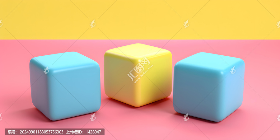 彩色背景上的抽象極簡主義3D立方體