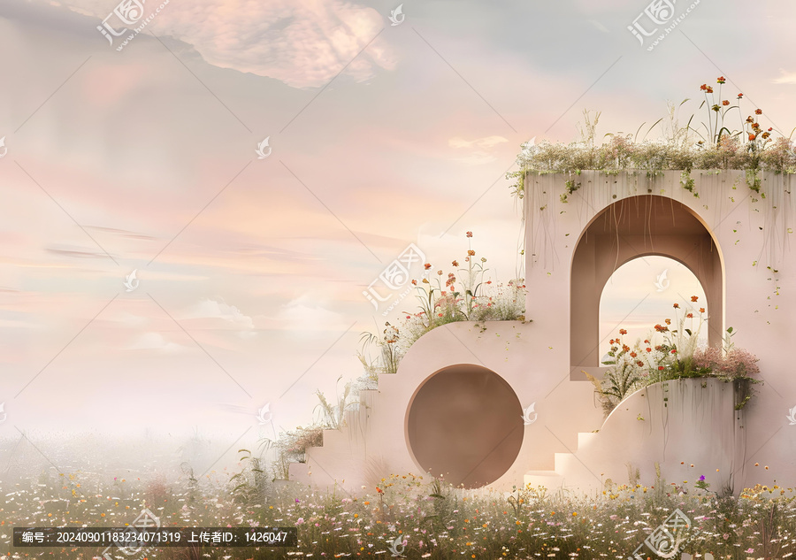 夢(mèng)幻粉色拱門花田