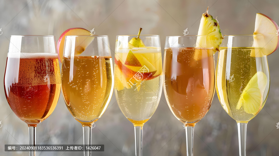 水果裝飾的蘋果酒雞尾酒