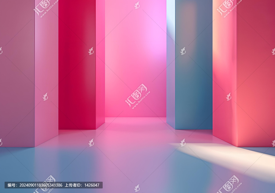 霓虹抽象背景與彩色墻壁