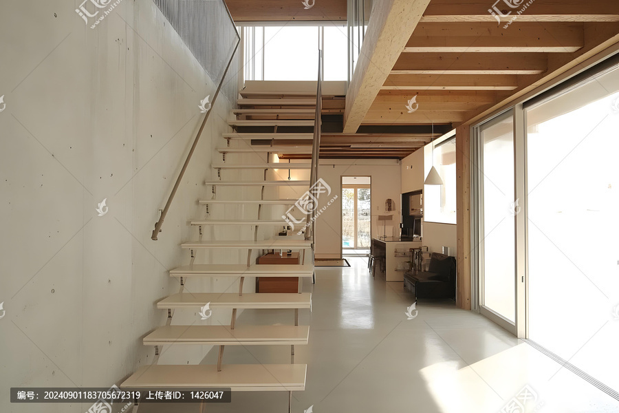 現(xiàn)代簡約開放式住宅白色樓梯