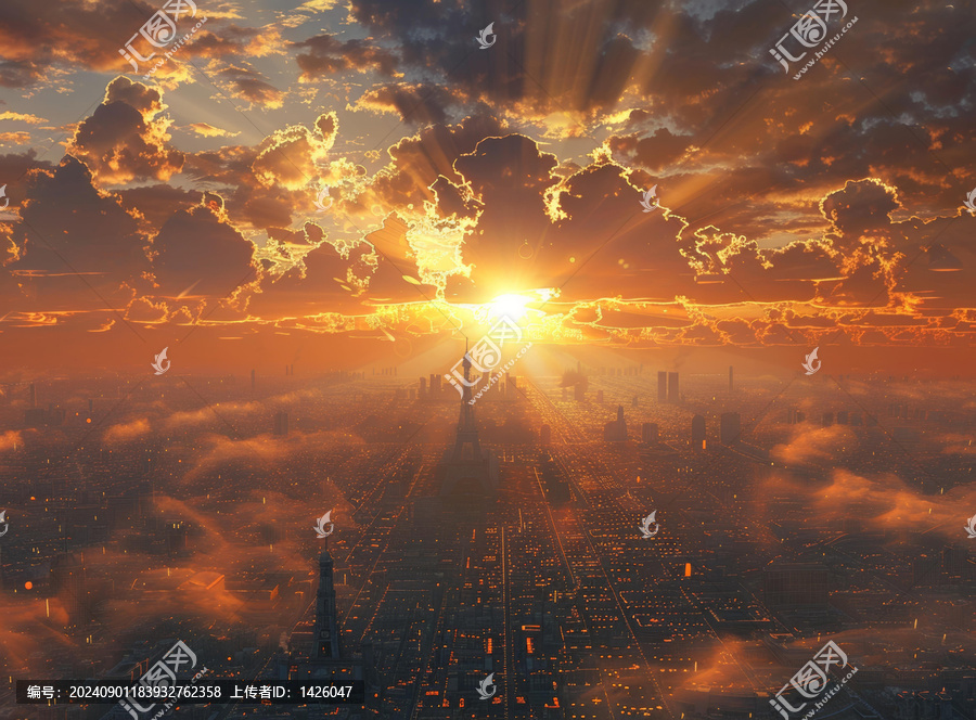 日落時(shí)巴黎的壯麗景色