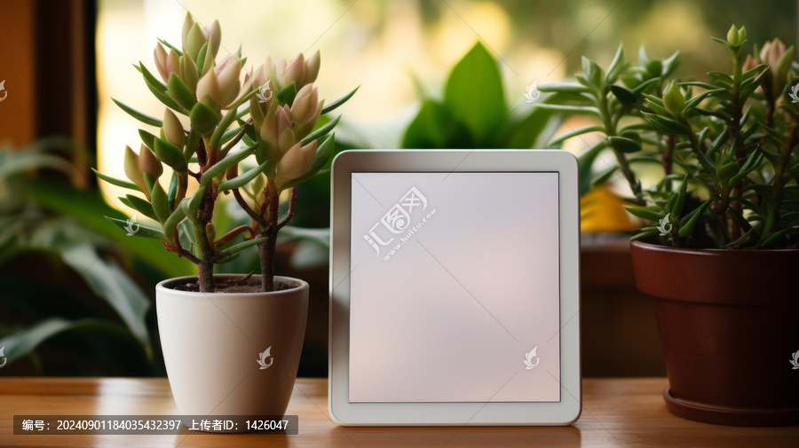 空白相框后面有室內(nèi)植物