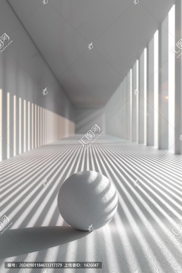 空曠走廊里的球體