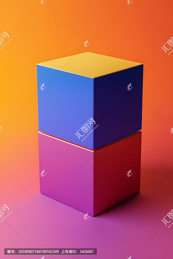 漸變背景上的抽象彩色立方體