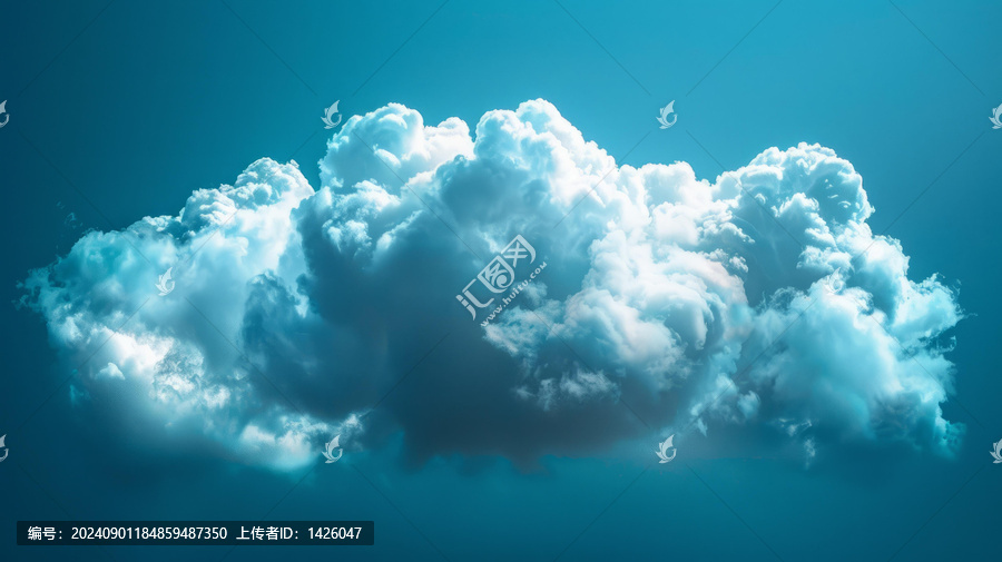 一朵巨大的白色云朵在藍(lán)天中