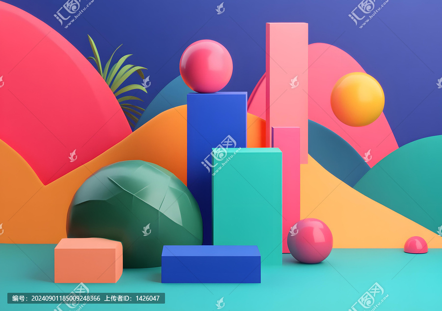 抽象多彩3D圖形背景