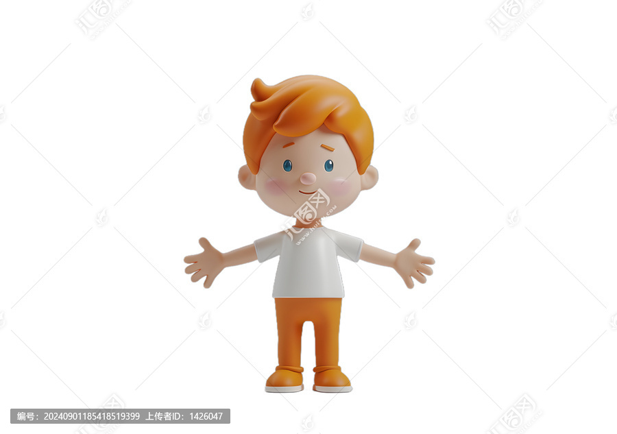 [免摳素材]3D卡通男孩張開雙臂