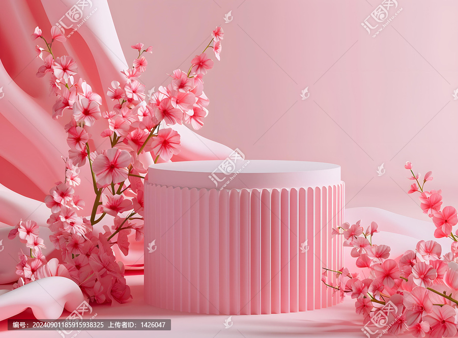 櫻花盛開的圓柱形講臺