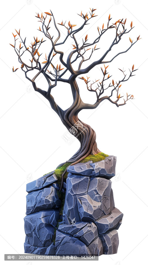 [免摳素材]巖石峭壁上的樹木