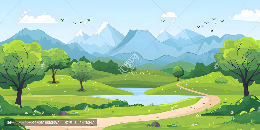 風(fēng)景如畫的蜿蜒小路山川河流