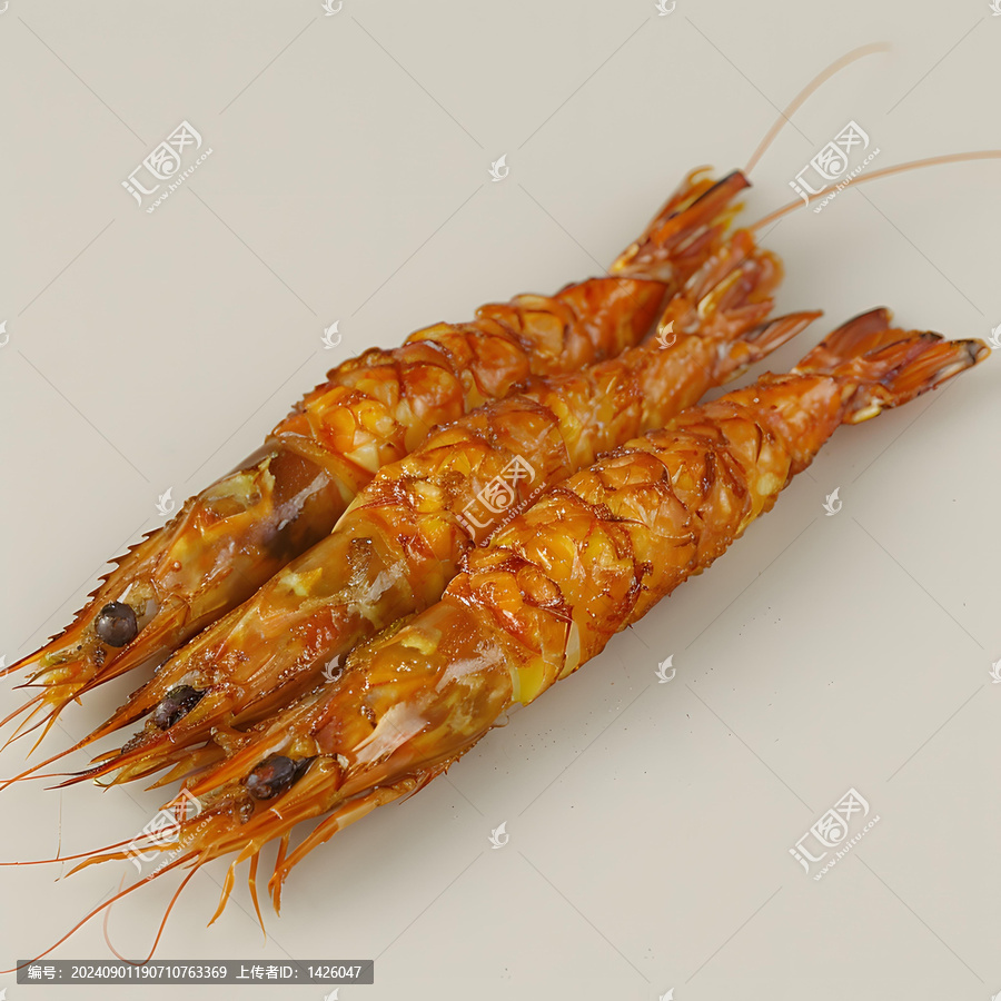 三只烤蝦的AI圖片