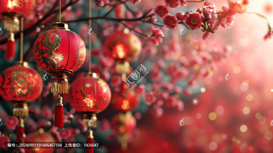紅燈籠和櫻花
