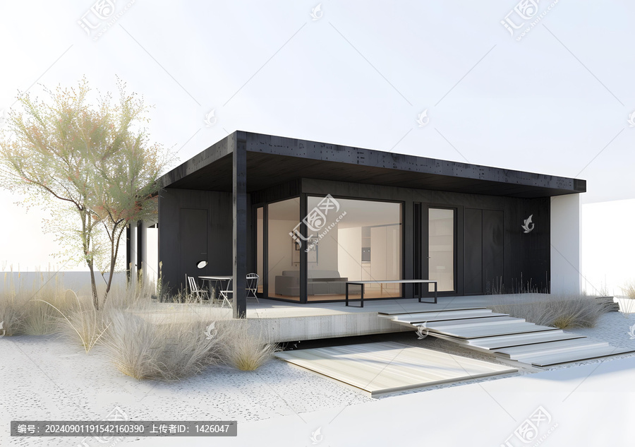 極簡黑色住宅白灰混凝土庭院設(shè)計(jì)