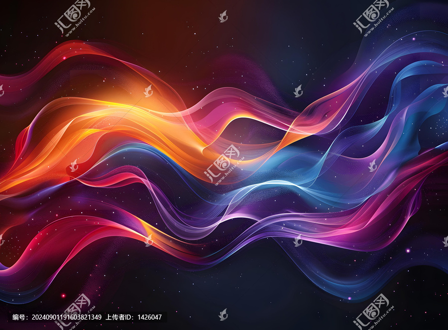 五彩繽紛的波浪在太空中舞動(dòng)