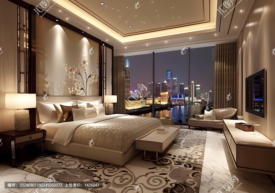 外灘夜景豪華酒店房間
