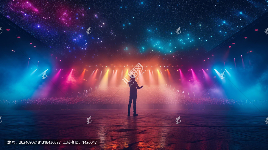 夜晚搖滾音樂會人群歡呼