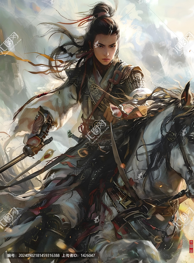 女戰(zhàn)士騎馬揮劍