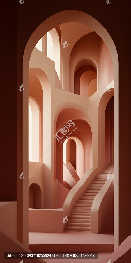 現(xiàn)代建筑樓梯抽象3D