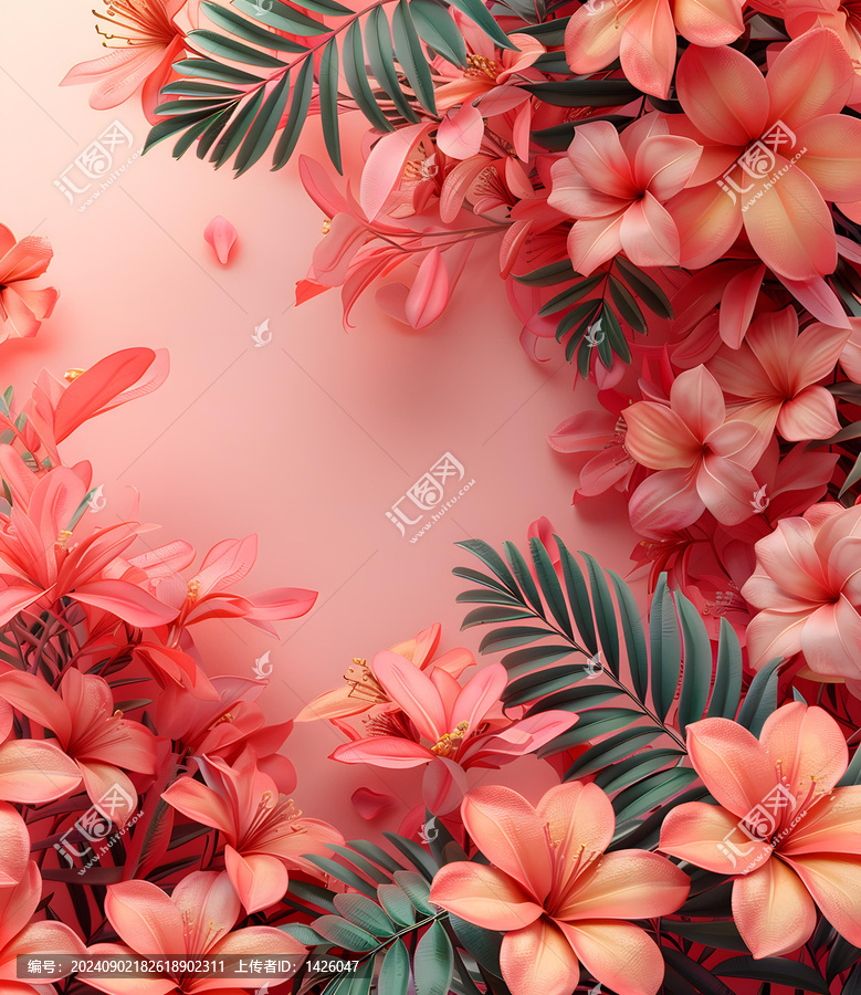 熱帶花卉的AI圖片