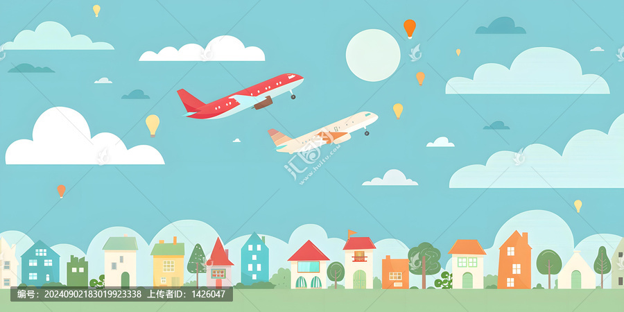 卡通飛機城市