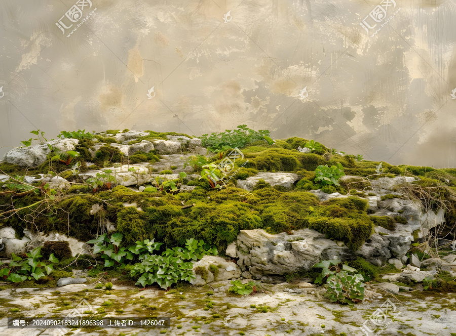 青苔覆蓋的石頭背景