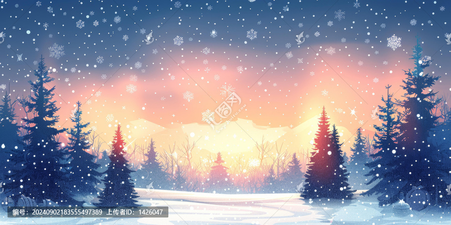 冬季雪景森林風(fēng)景