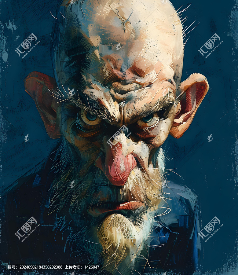 一個有著大鼻子和長長的白色胡子的老人的數(shù)碼繪畫