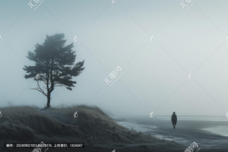 迷霧海岸的人影