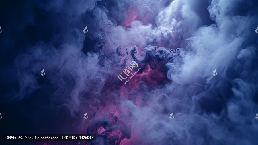 暗色背景下的五彩煙霧繚繞