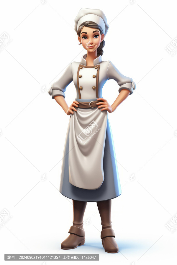 自信的女廚師雙手叉腰身穿制服