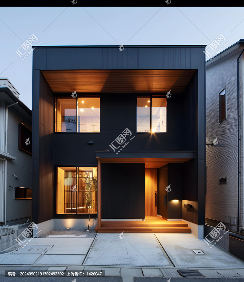 日本現(xiàn)代風格黑色木質住宅外觀設計