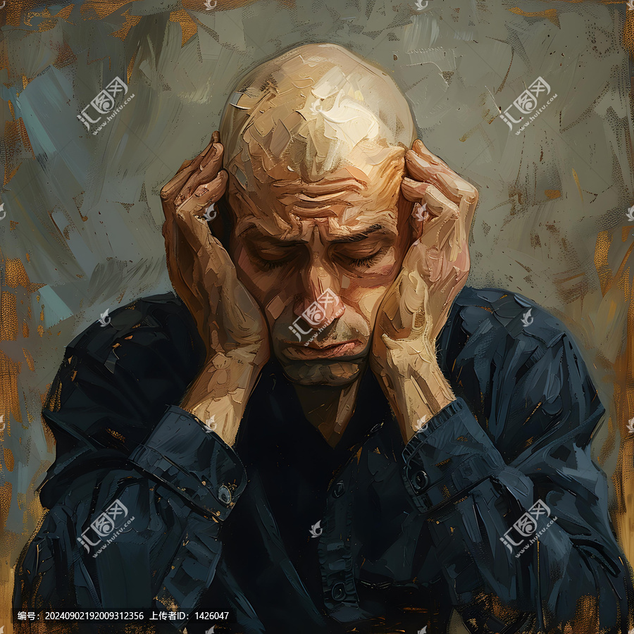 一個男人用手托著頭部的肖像