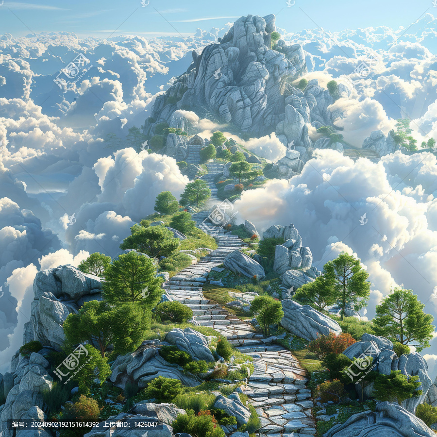 漂浮在天空中的奇幻石頭山