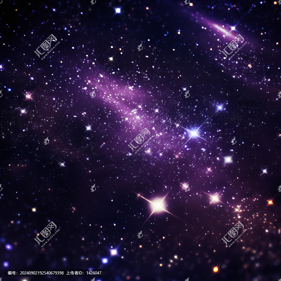 壯觀的紫色星云和繁星